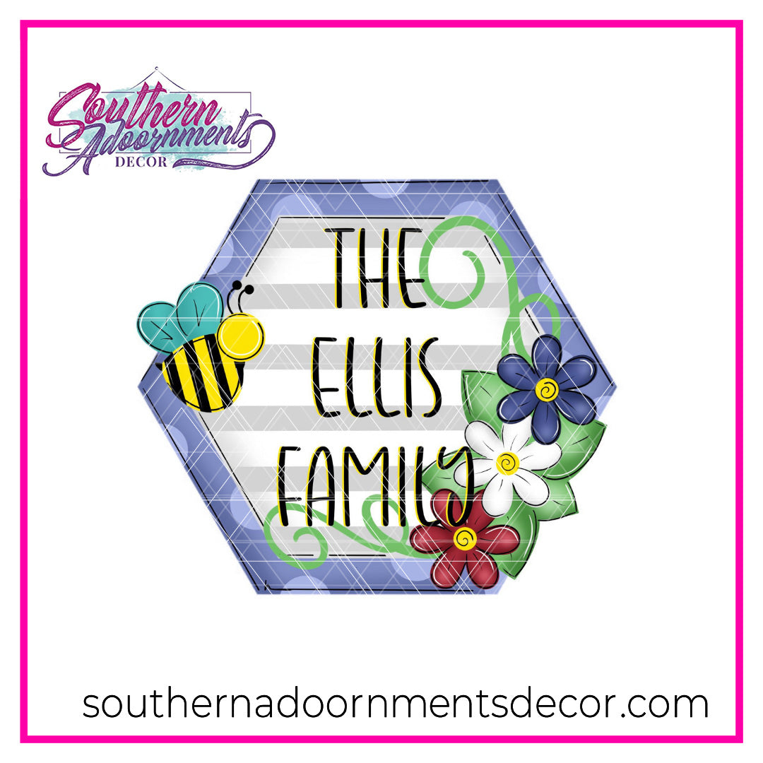 Bee and Flower Hexagon Blank