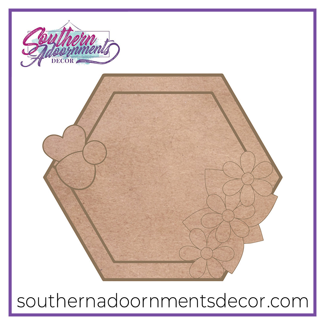 Bee and Flower Hexagon Blank