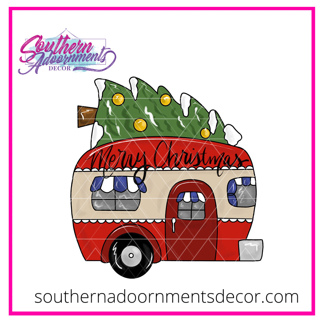 Christmas Camper Wood Blank
