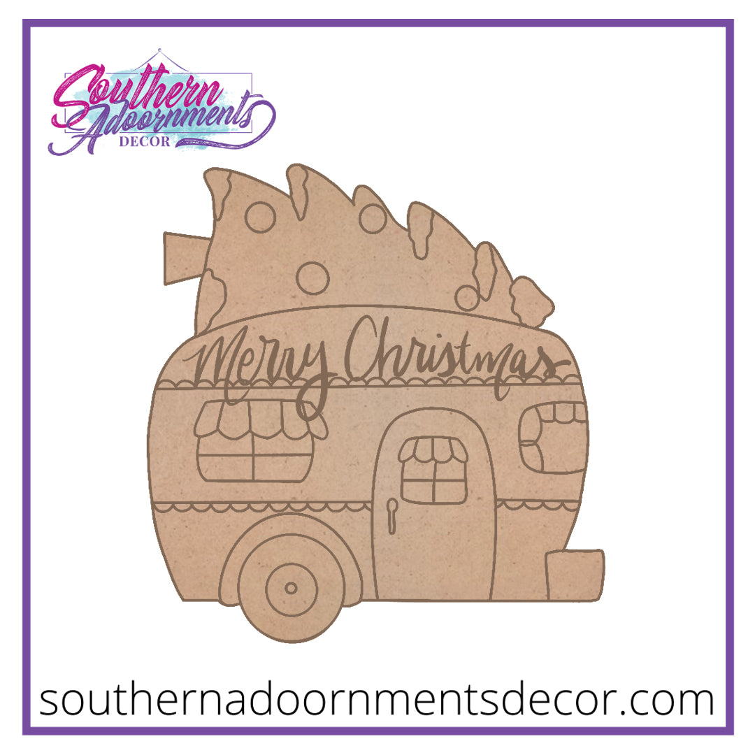 Christmas Camper Wood Blank
