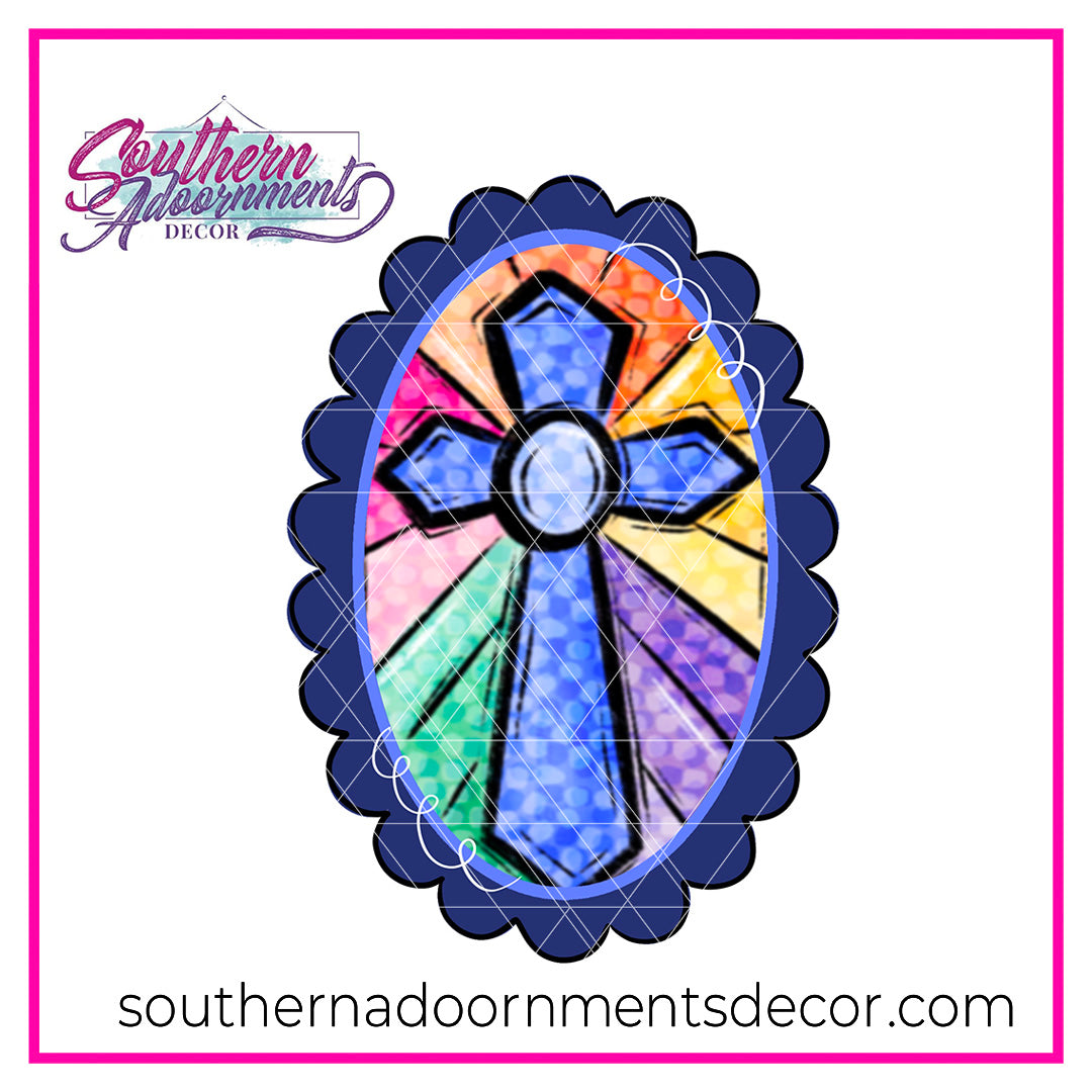 Cross in Scallop Frame Blank
