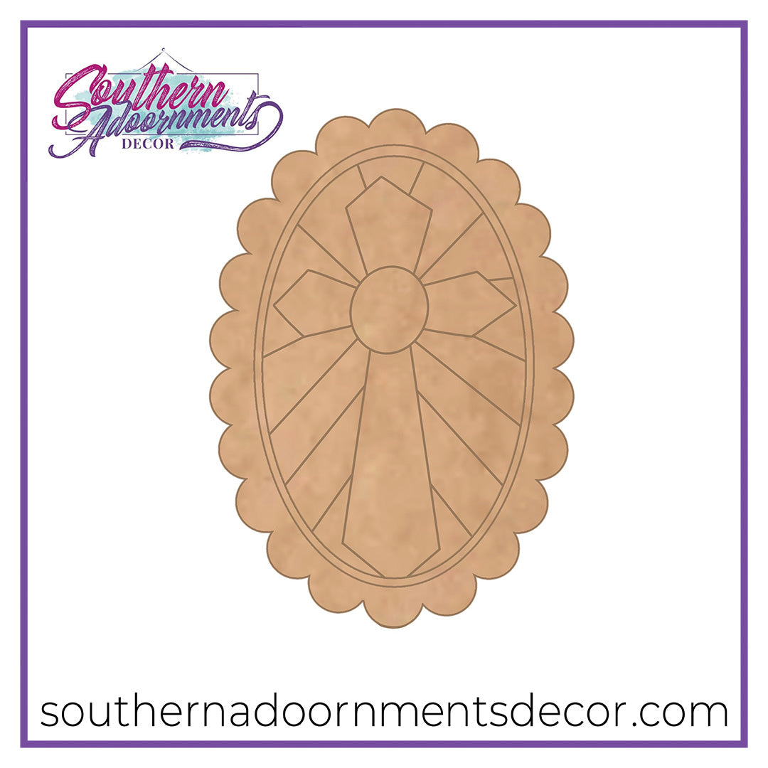 Cross in Scallop Frame Blank