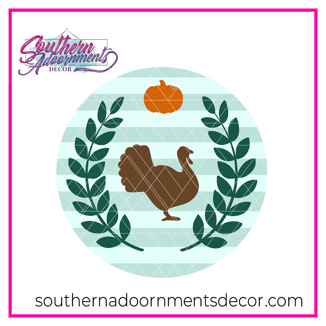 Farmhouse Turkey & Pumpkin Round Blank