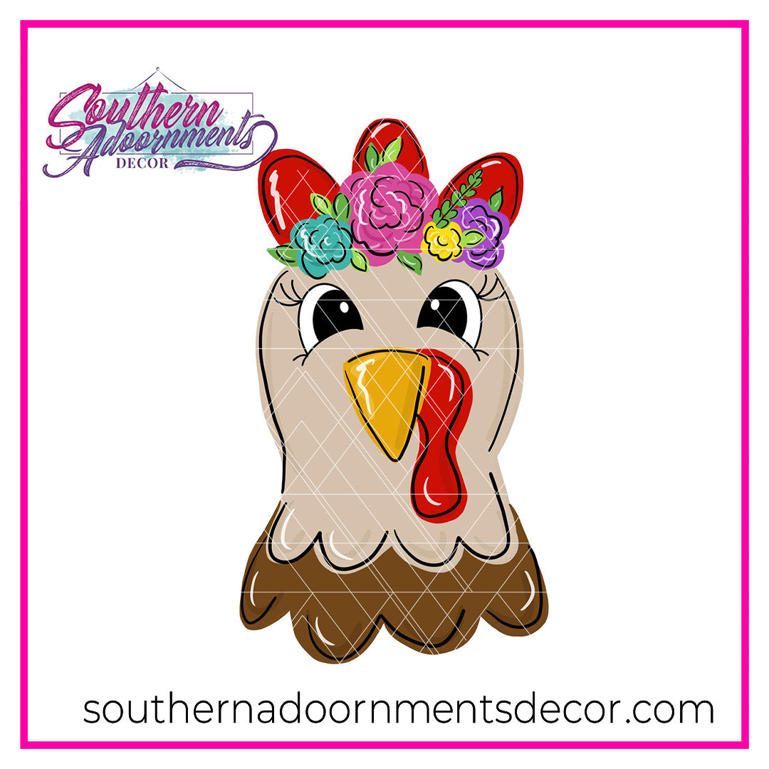 Floral Chicken Wooden Blank