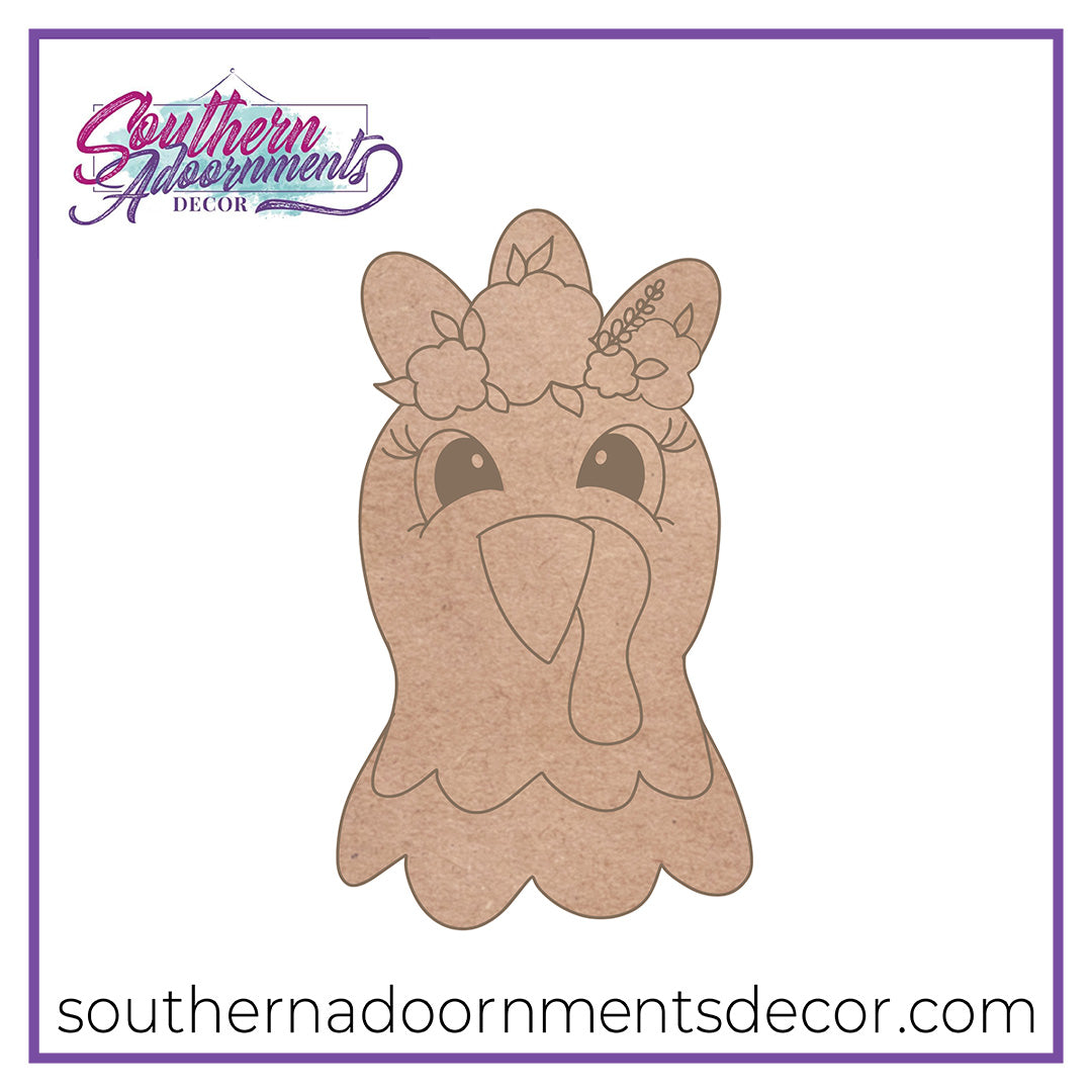 Floral Chicken Wooden Blank