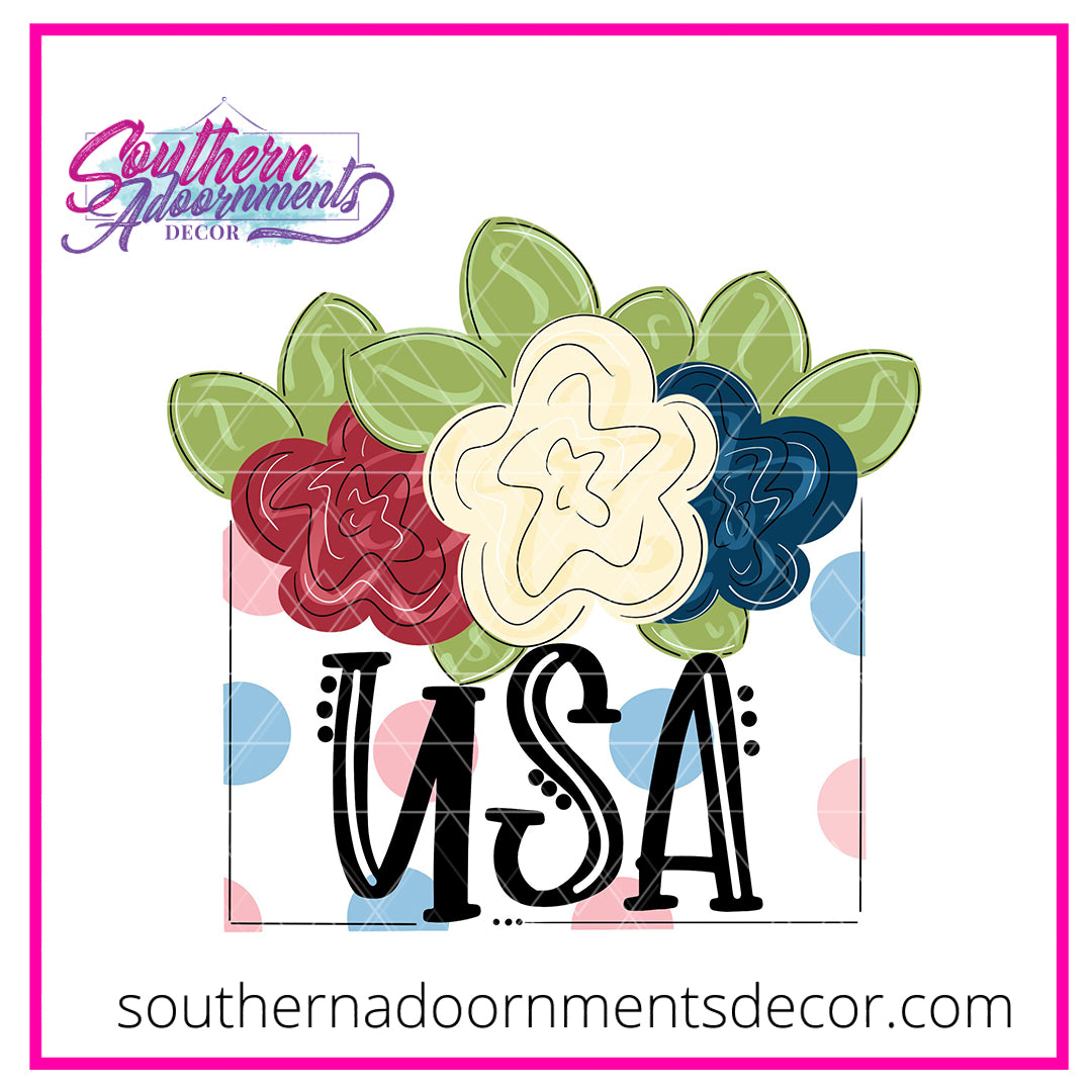 Floral USA Wooden Blank