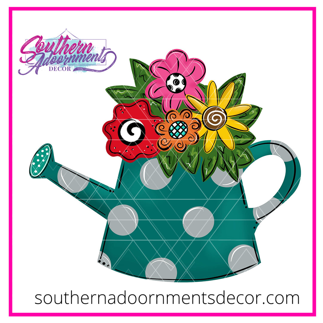 Floral Watering Can Wooden Blank