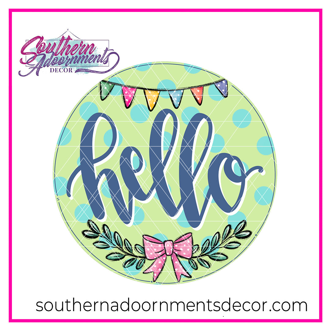 Hello Banner & Bow Blank