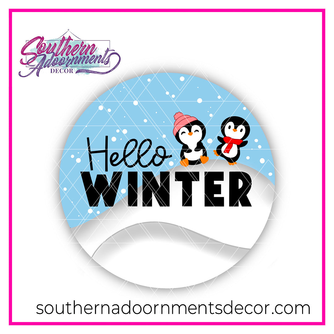 Hello Winter Penguins Blank