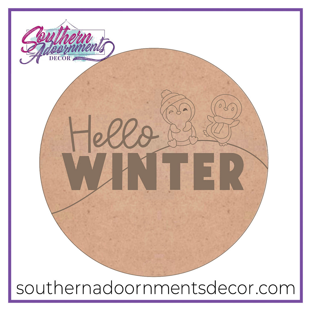 Hello Winter Penguins Blank