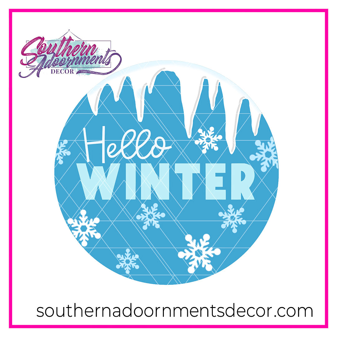 Hello Winter Snowflakes Blank