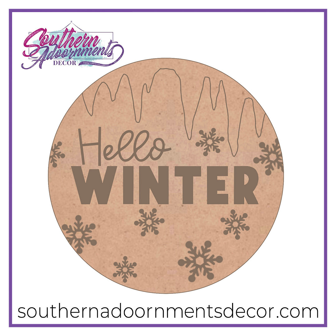 Hello Winter Snowflakes Blank