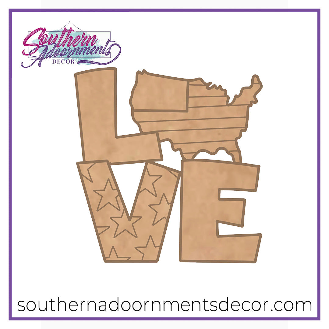 LOVE USA Wooden Blank