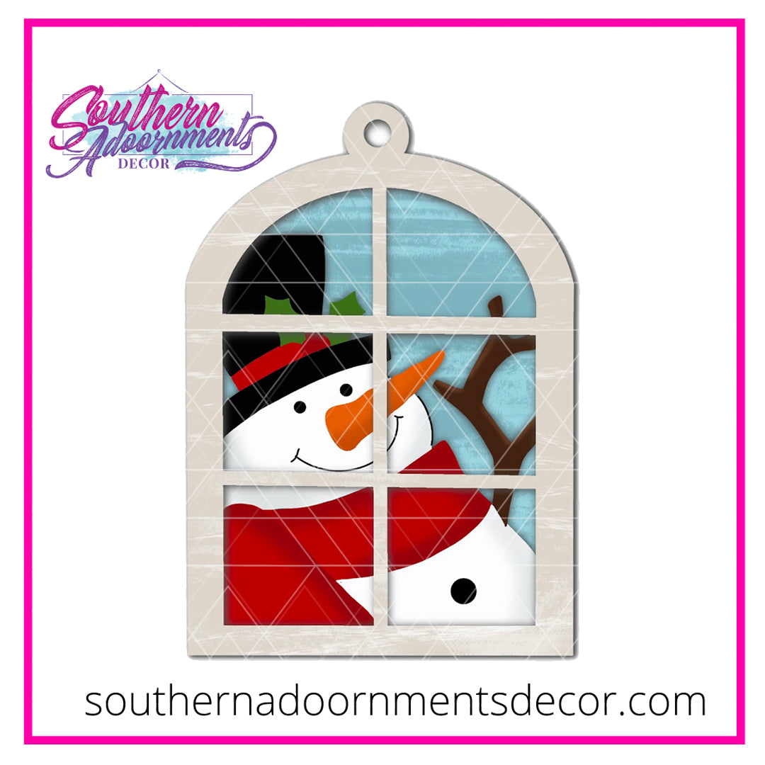 Layered Snowman Window Blank