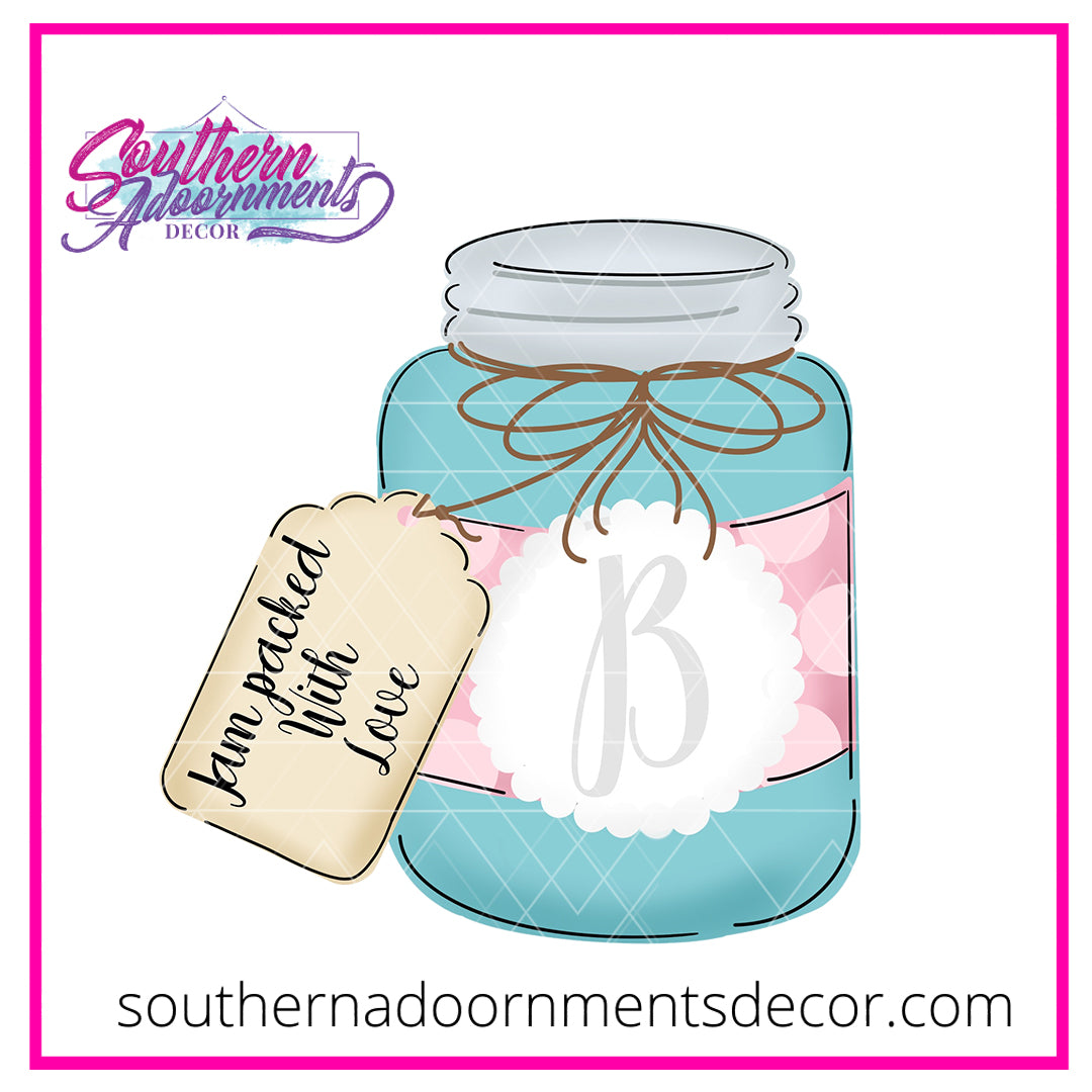 Mason Jar with Tag Wood Blank