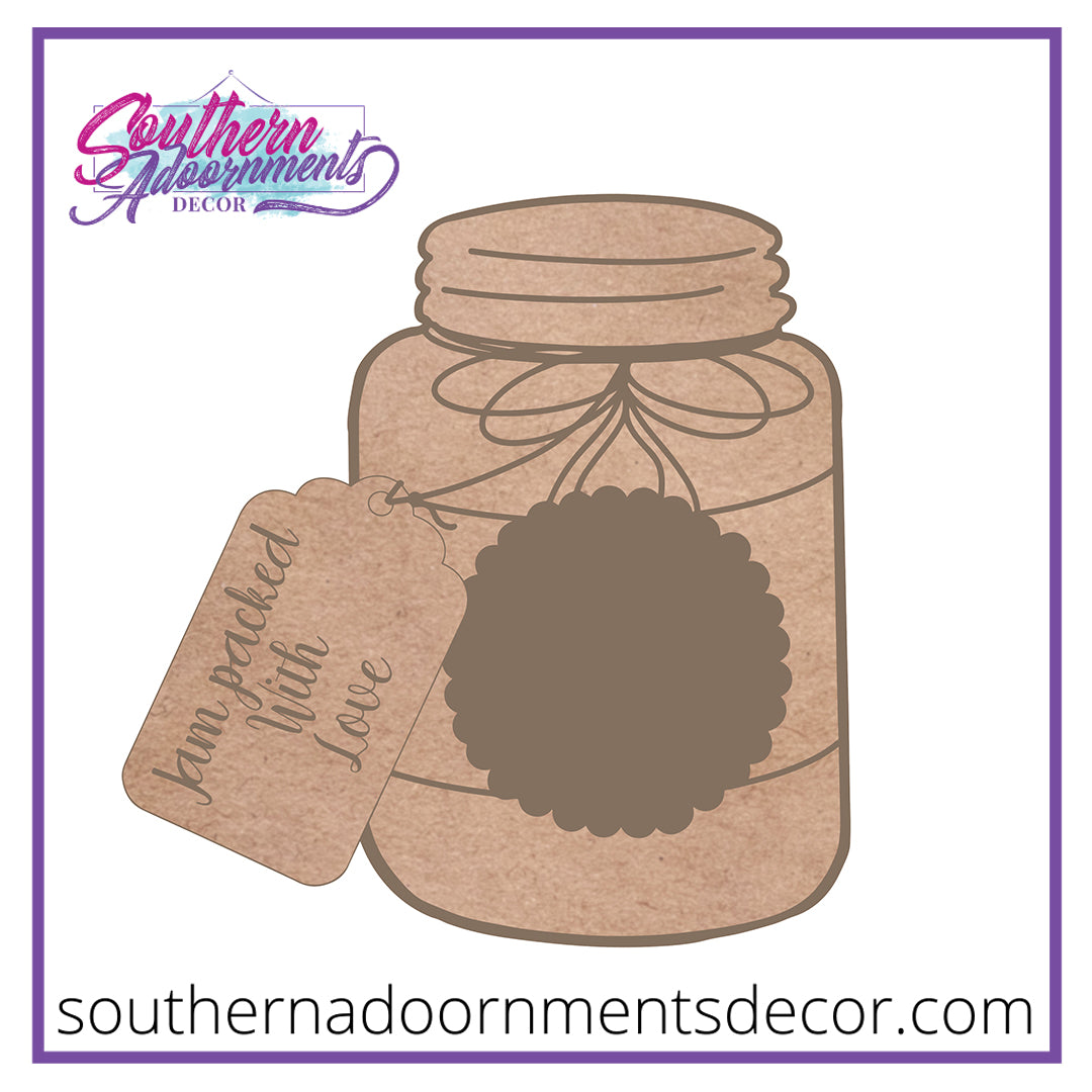 Mason Jar with Tag Wood Blank