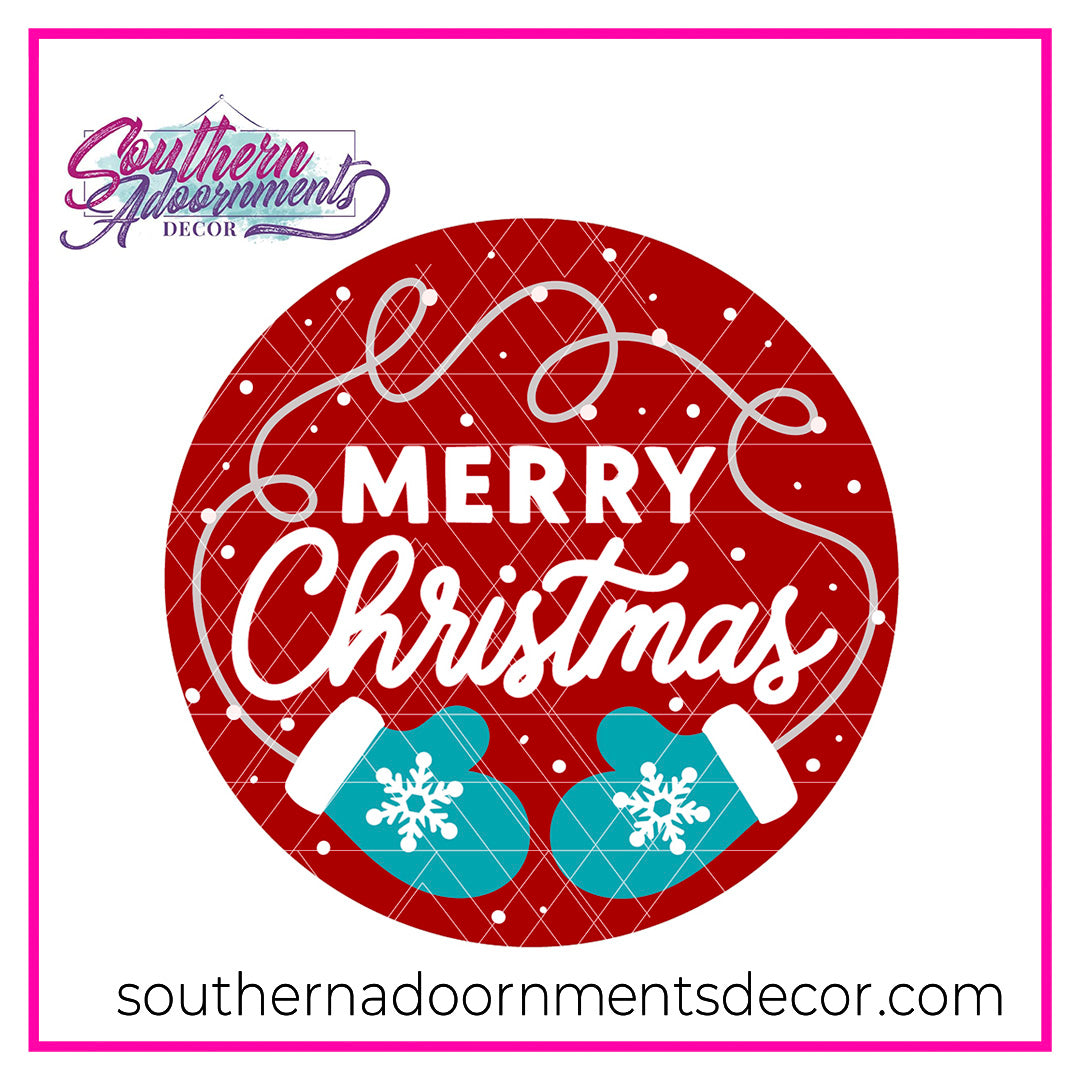 Mittens Merry Christmas Round Blank