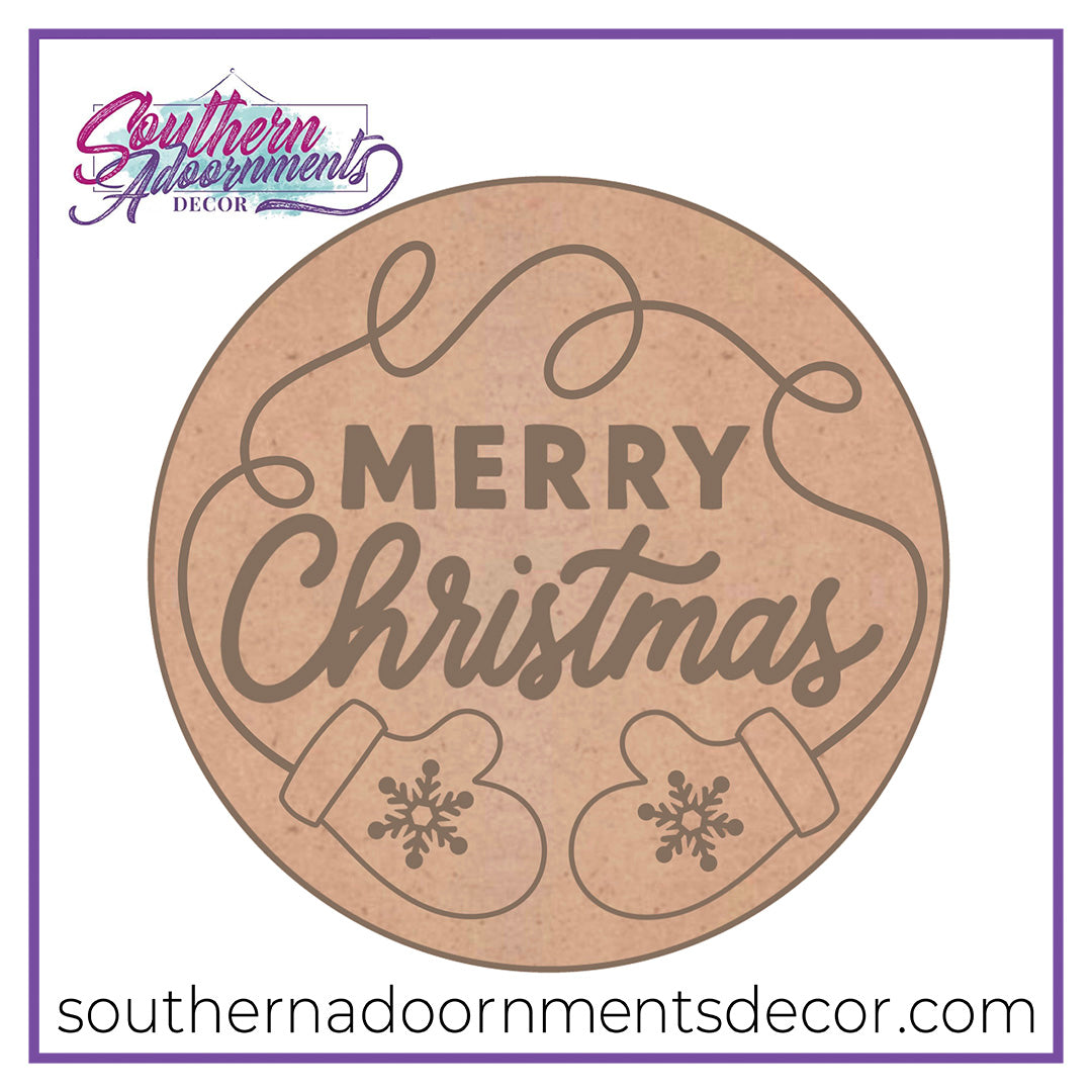 Mittens Merry Christmas Round Blank