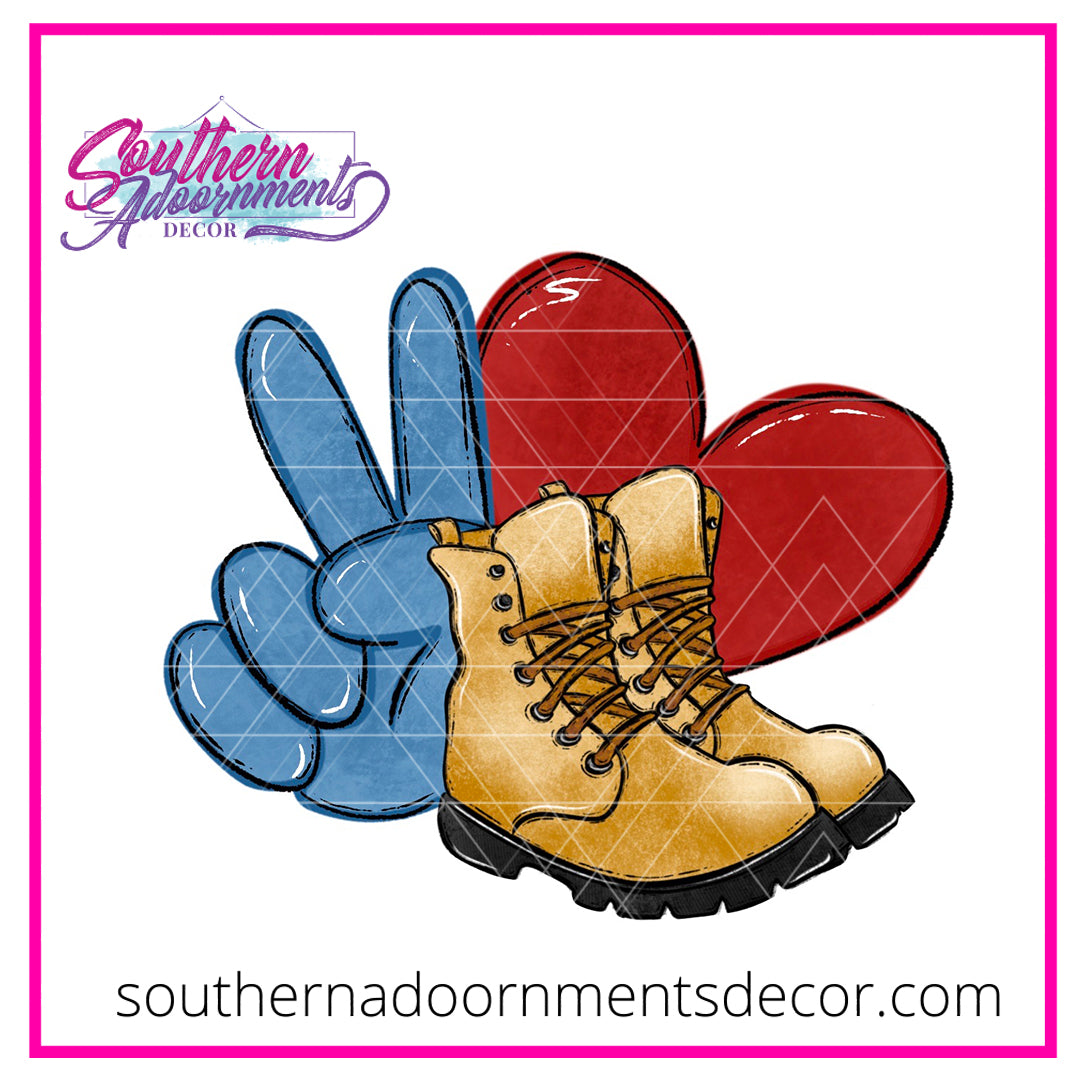Peace, Love & Military Boots Blank