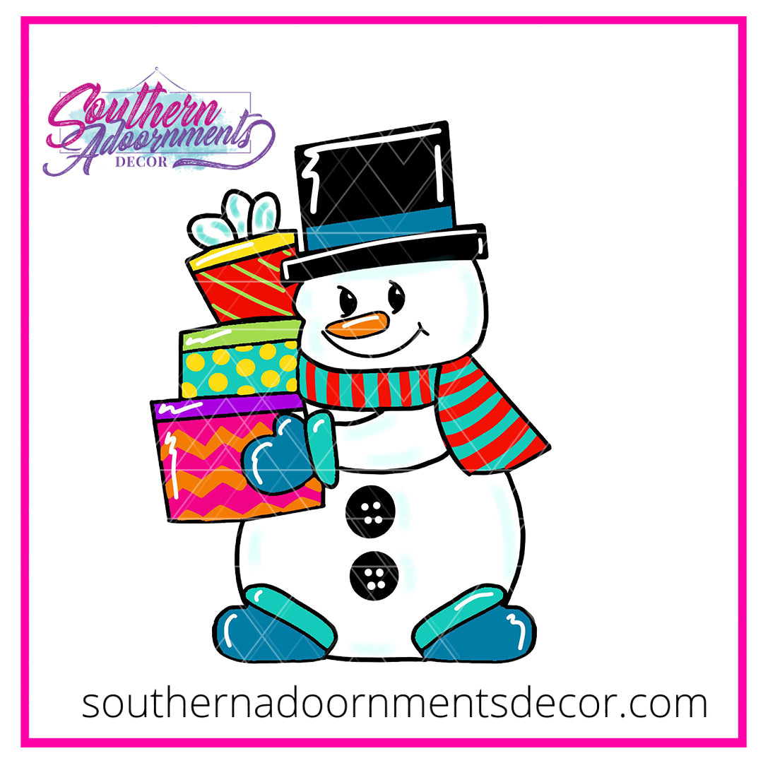 Snowman with Presents Wooden Blank
