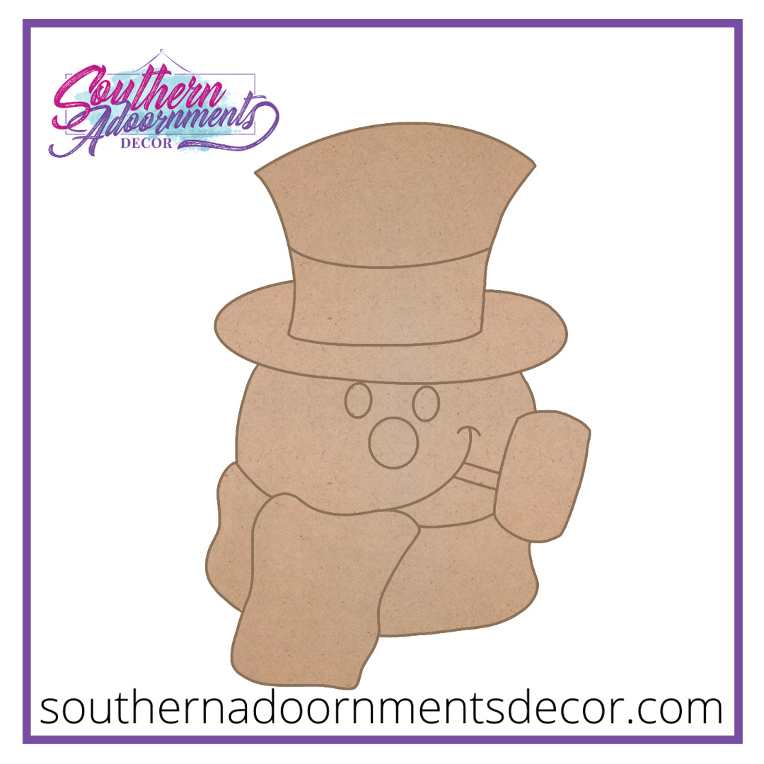 Snowman with Pipe Wooden Blank