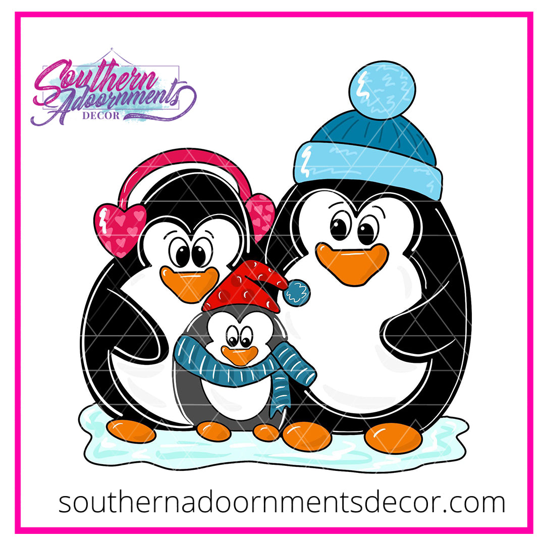 Snowy Penguins Wooden Blank
