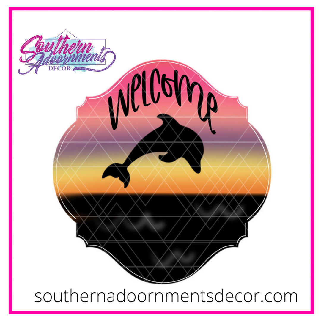 Sunset Dolphin Welcome Blank