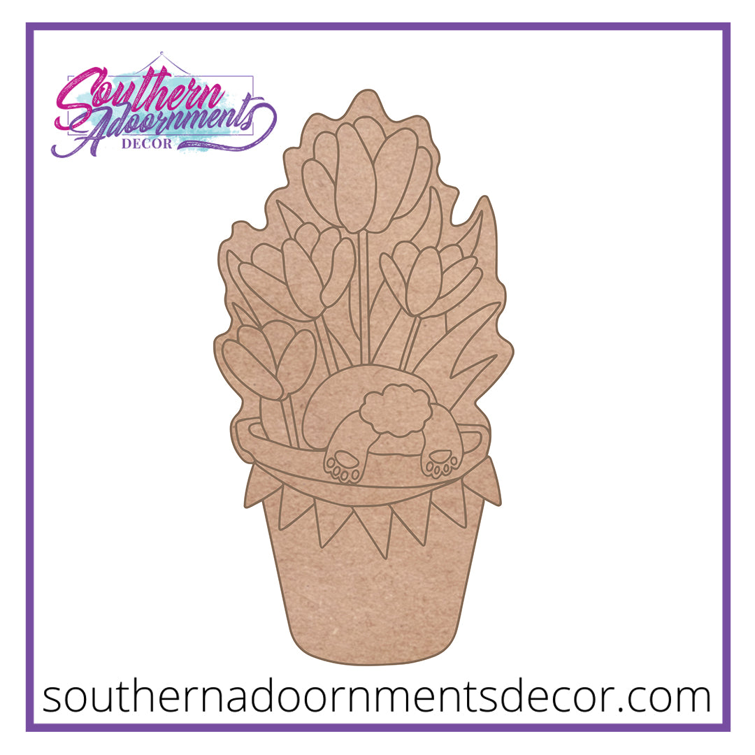 Tulips Bunny Wooden Blank