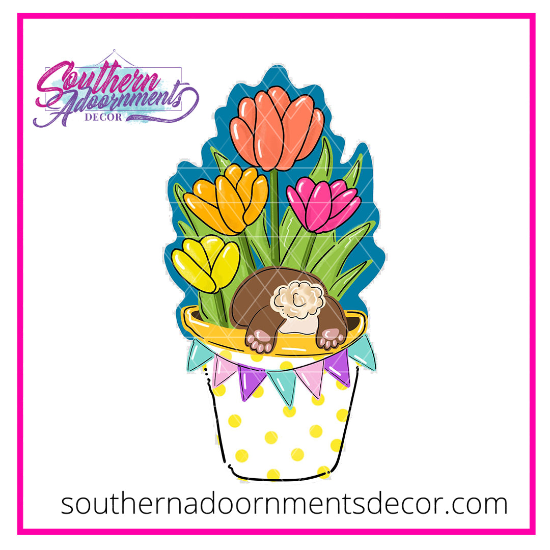 Tulips Bunny Wooden Blank