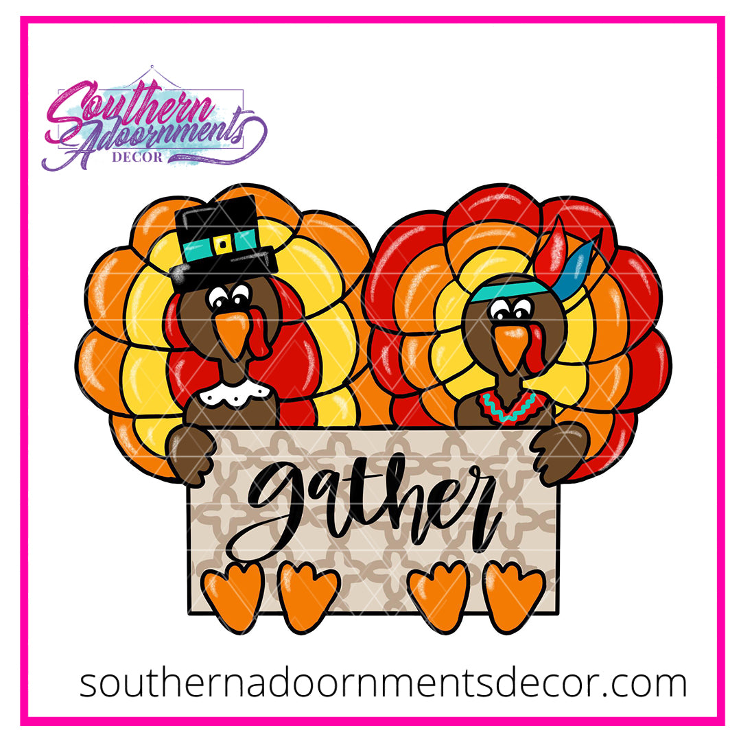 Turkeys with Signs Wooden Blank