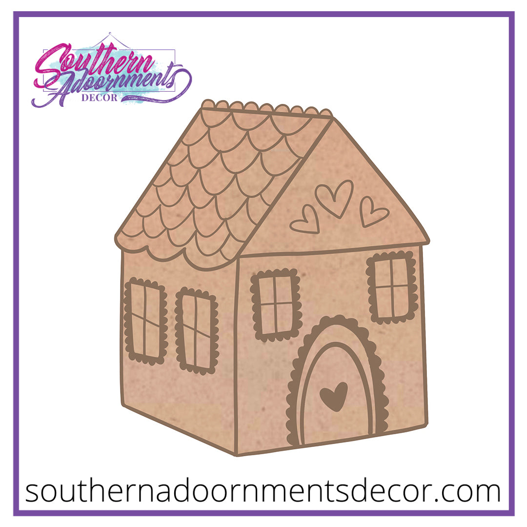 Valentine Gingerbread House Blank