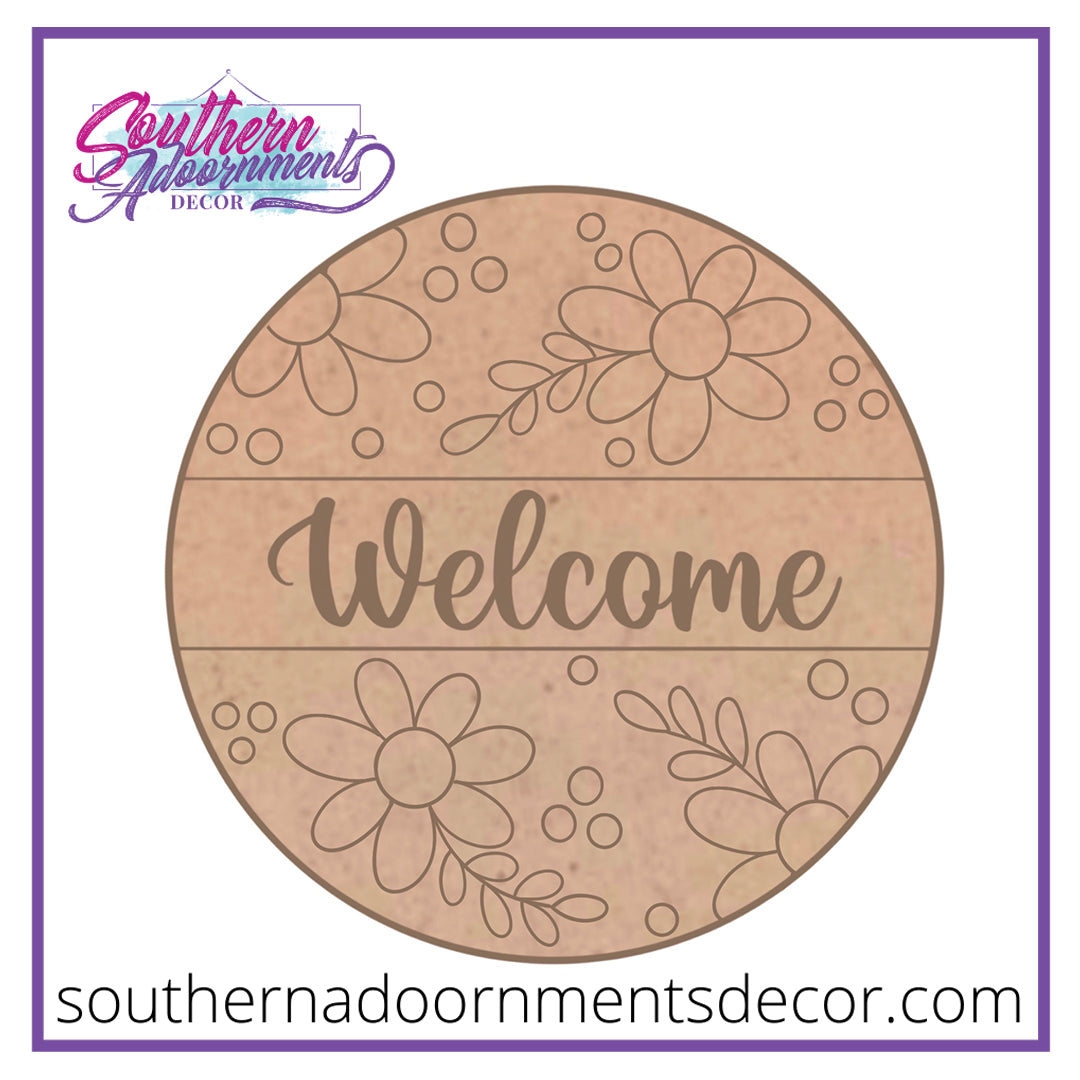 Welcome Floral Split Round Blank