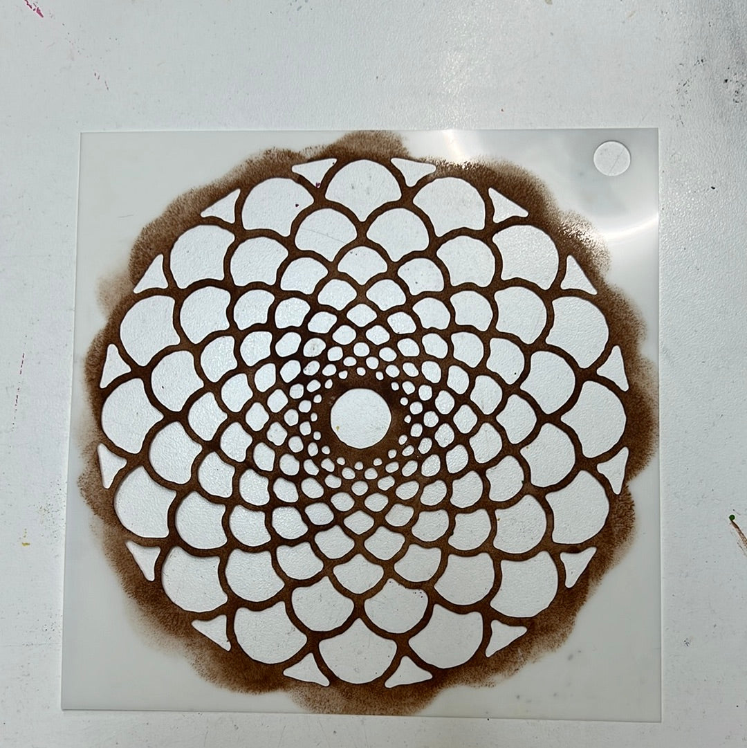 Scalloped Floral Stencil 5.5x5.5”