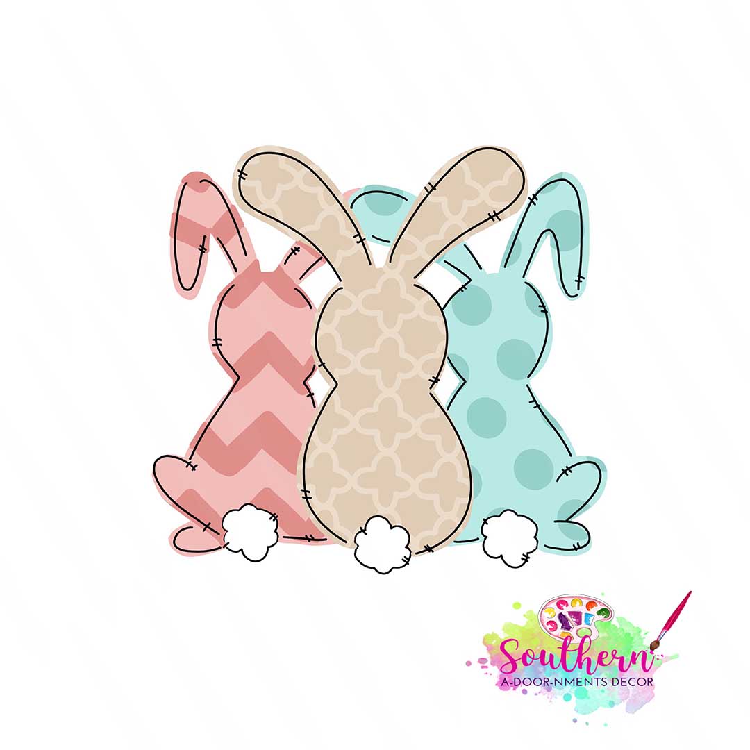 3 Bunnies Wooden BLANK