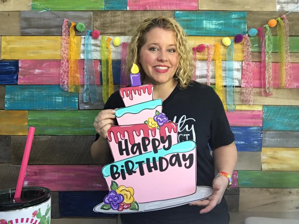 Happy Birthday Cake Wooden Blank