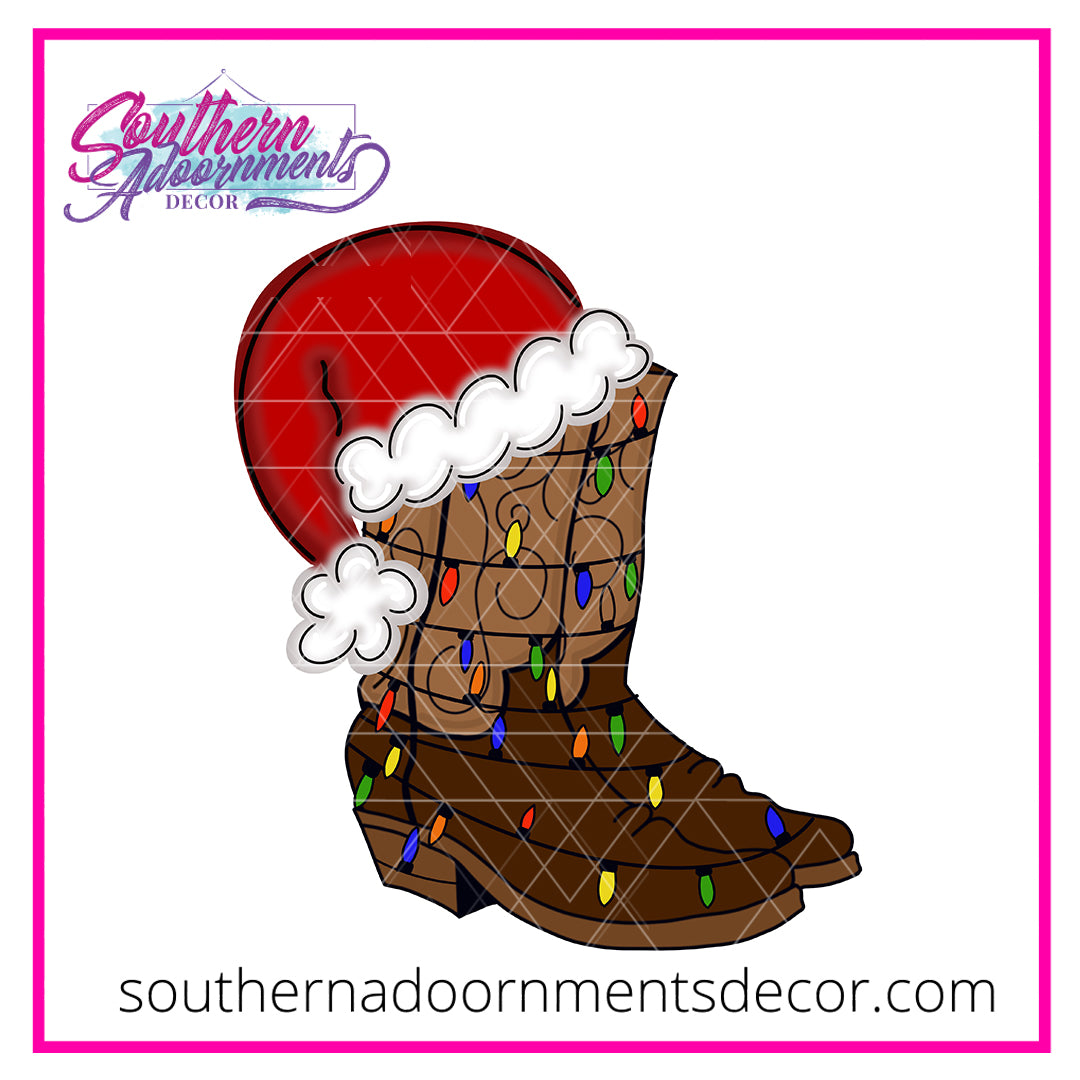 Christmas Cowboy Boots Blank