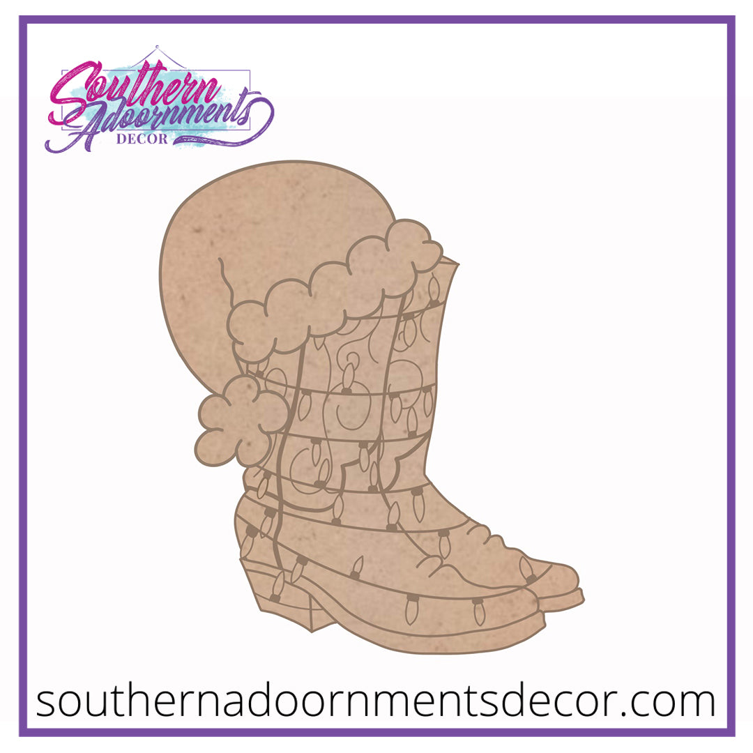 Christmas Cowboy Boots Blank