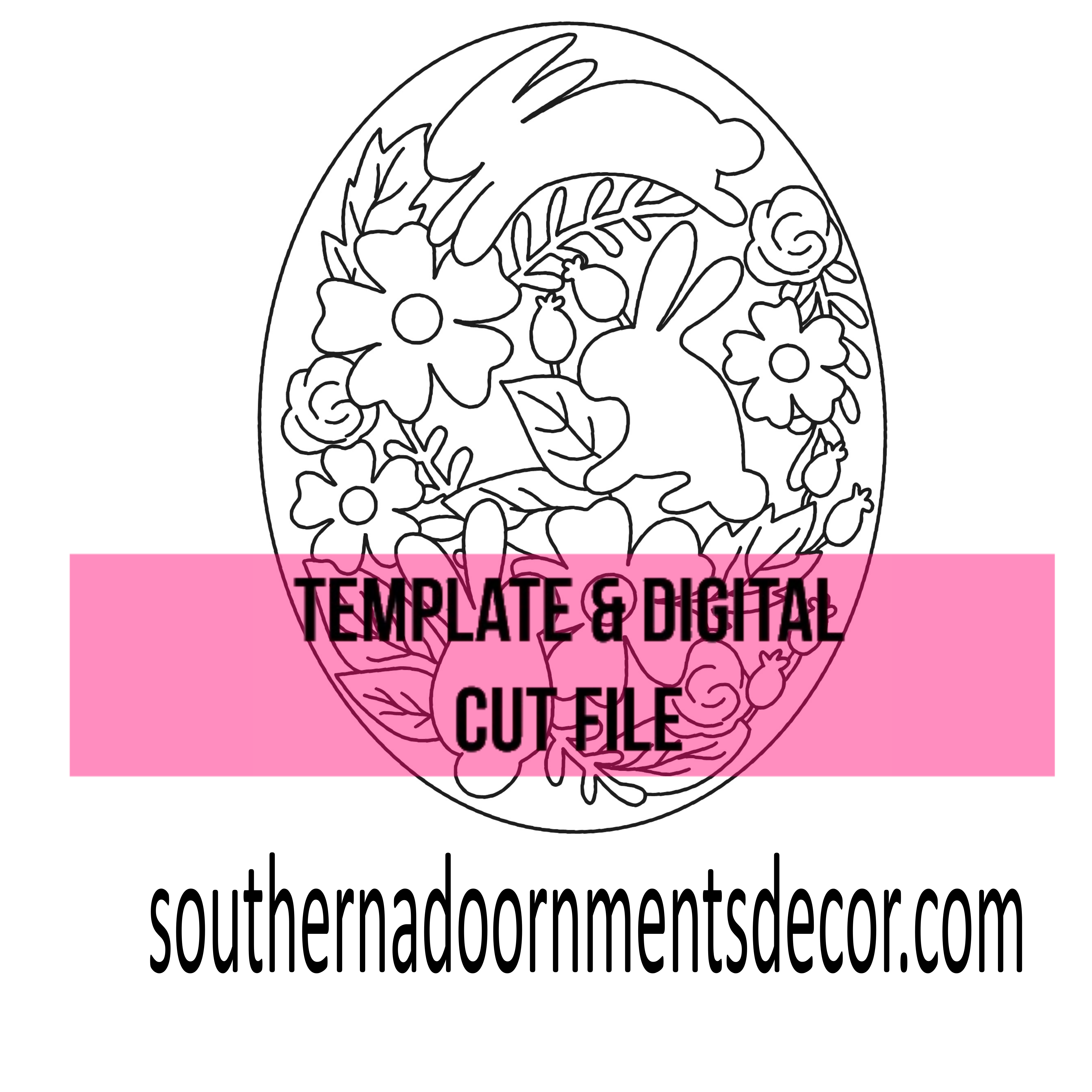 Floral Bunny Template & Digital Cut File