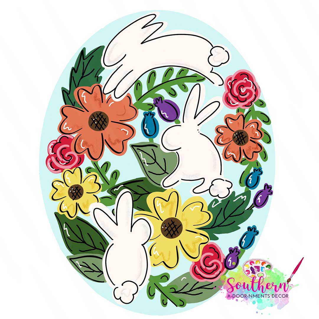 Floral Bunny Template & Digital Cut File