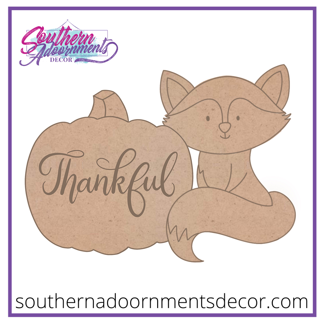 Fox and Pumpkin Wood Cut Out Blank