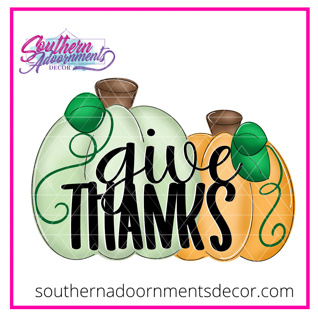 Give Thanks Fall Pumpkins Wood Cut Out Blank