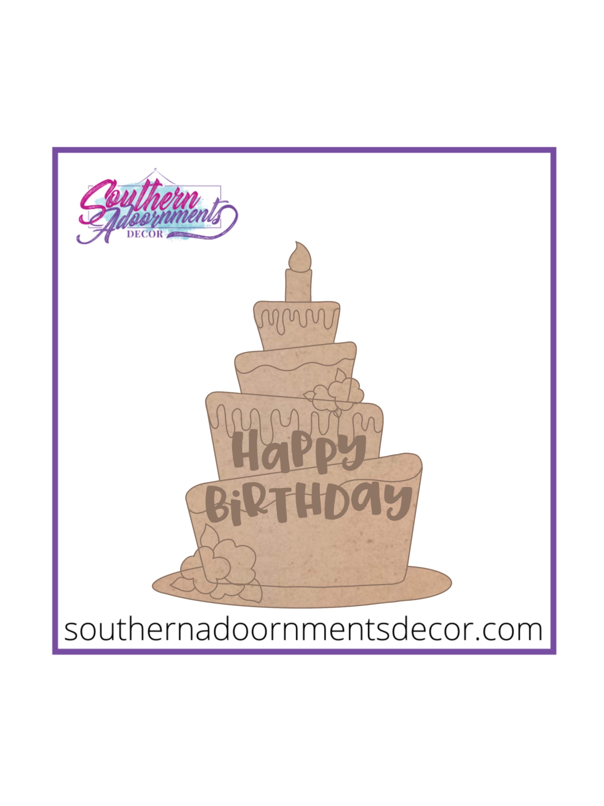 Happy Birthday Cake Wooden Blank