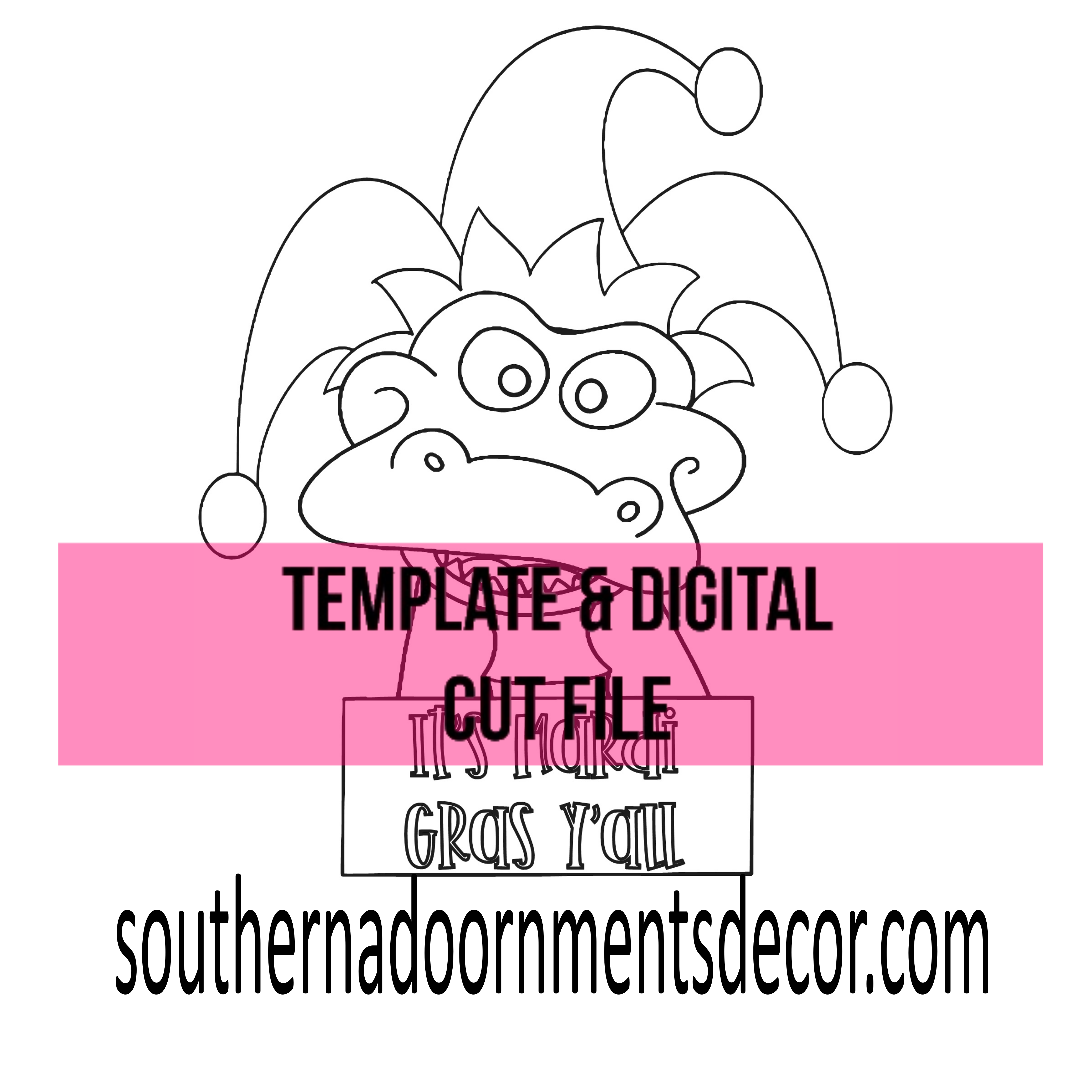 Mardi Gras Alligator Template & Digital Cut File