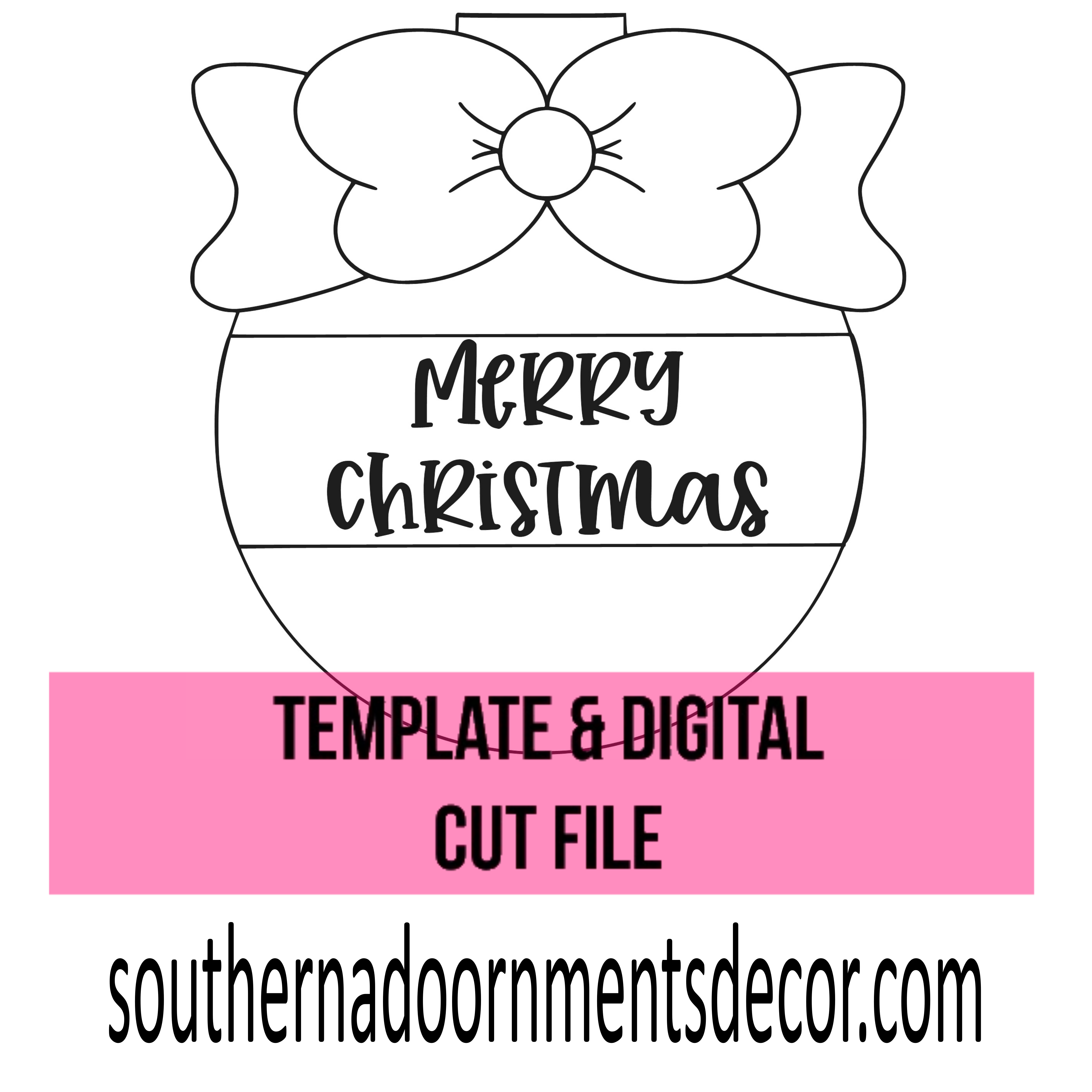 Merry Christmas Big Bow Template & Digital Cut File