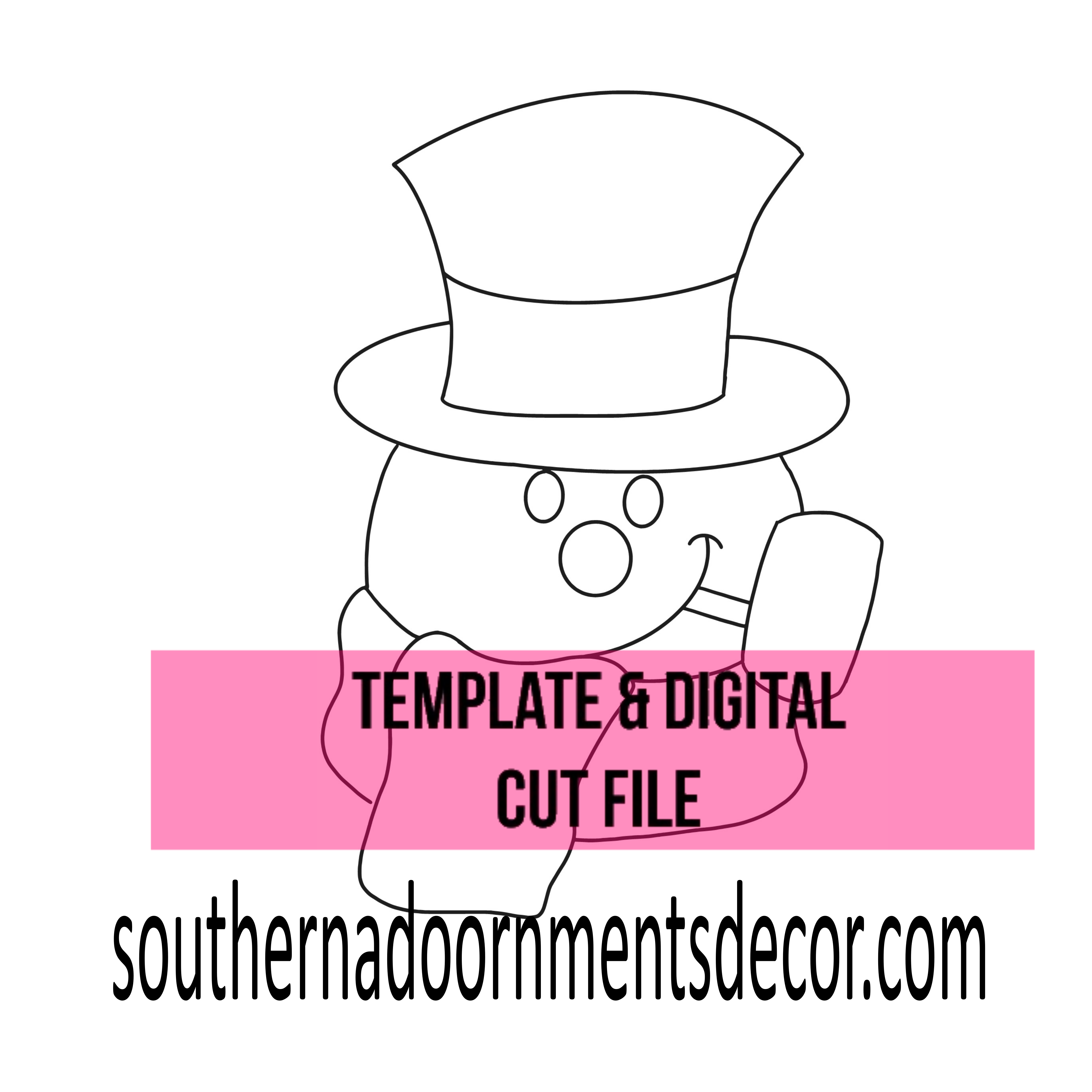 Snowman with Pipe Ornament Template & Digital Cut File