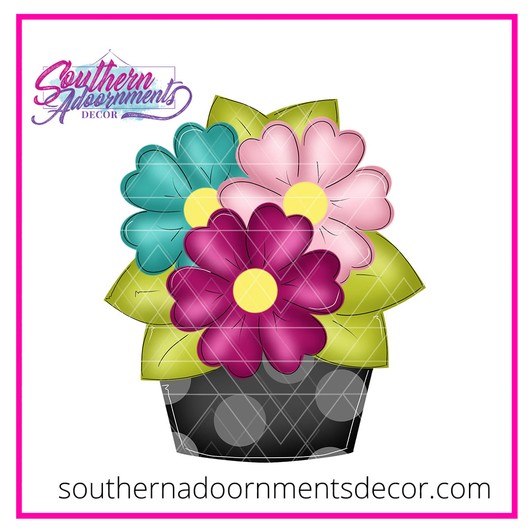 Spring Flower Trio Pot Blank