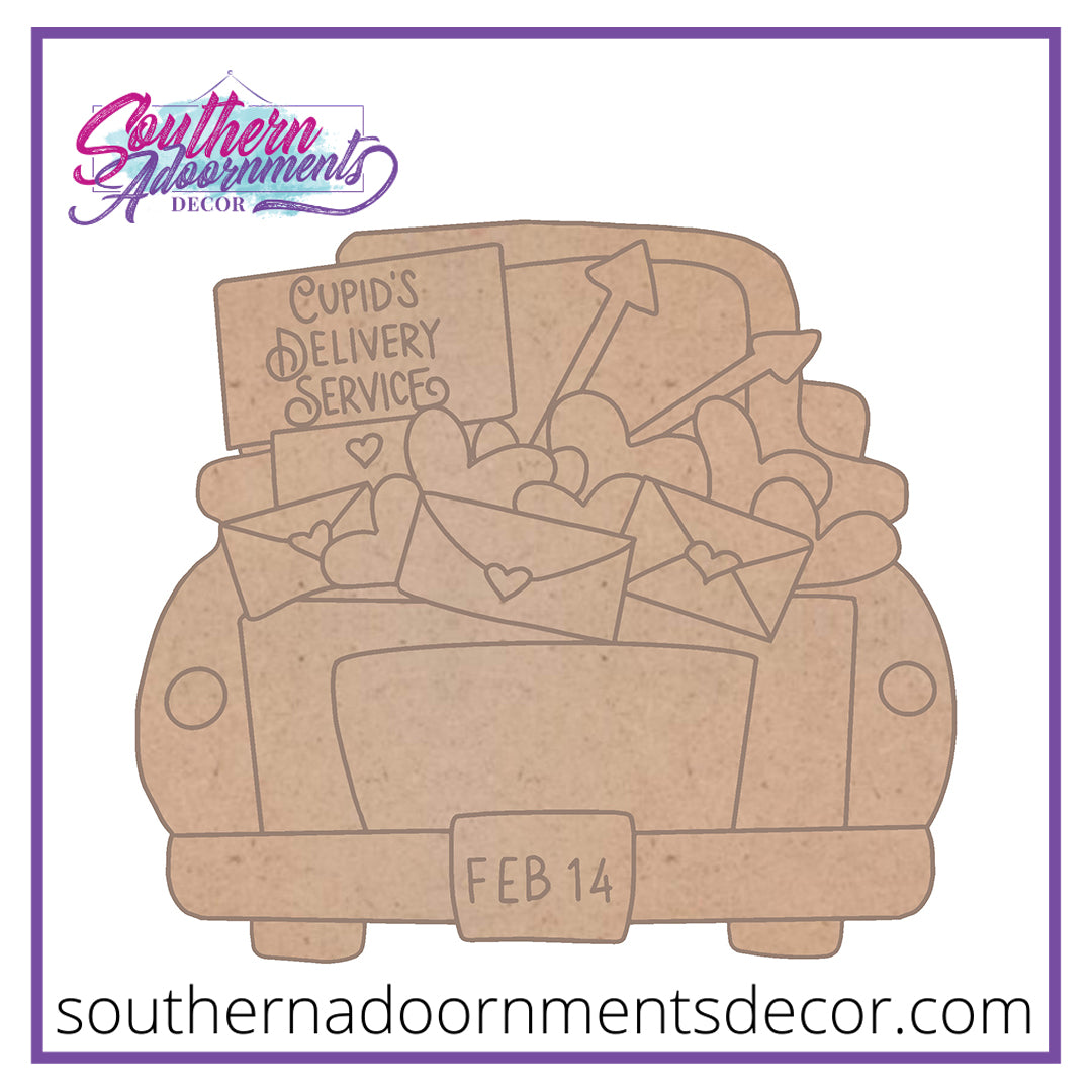 Valentine's Truck Back Wooden Blank