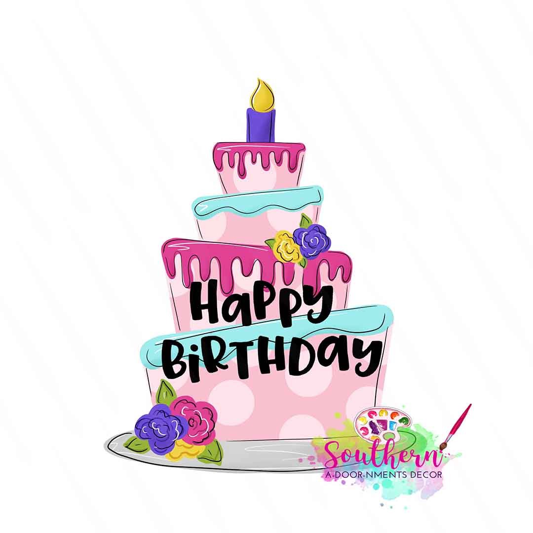 Happy Birthday Cake Wooden Blank