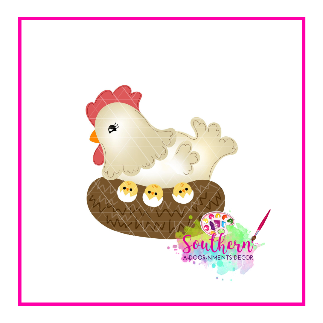 Mama Hen and Chicks Template & Digital Cut File