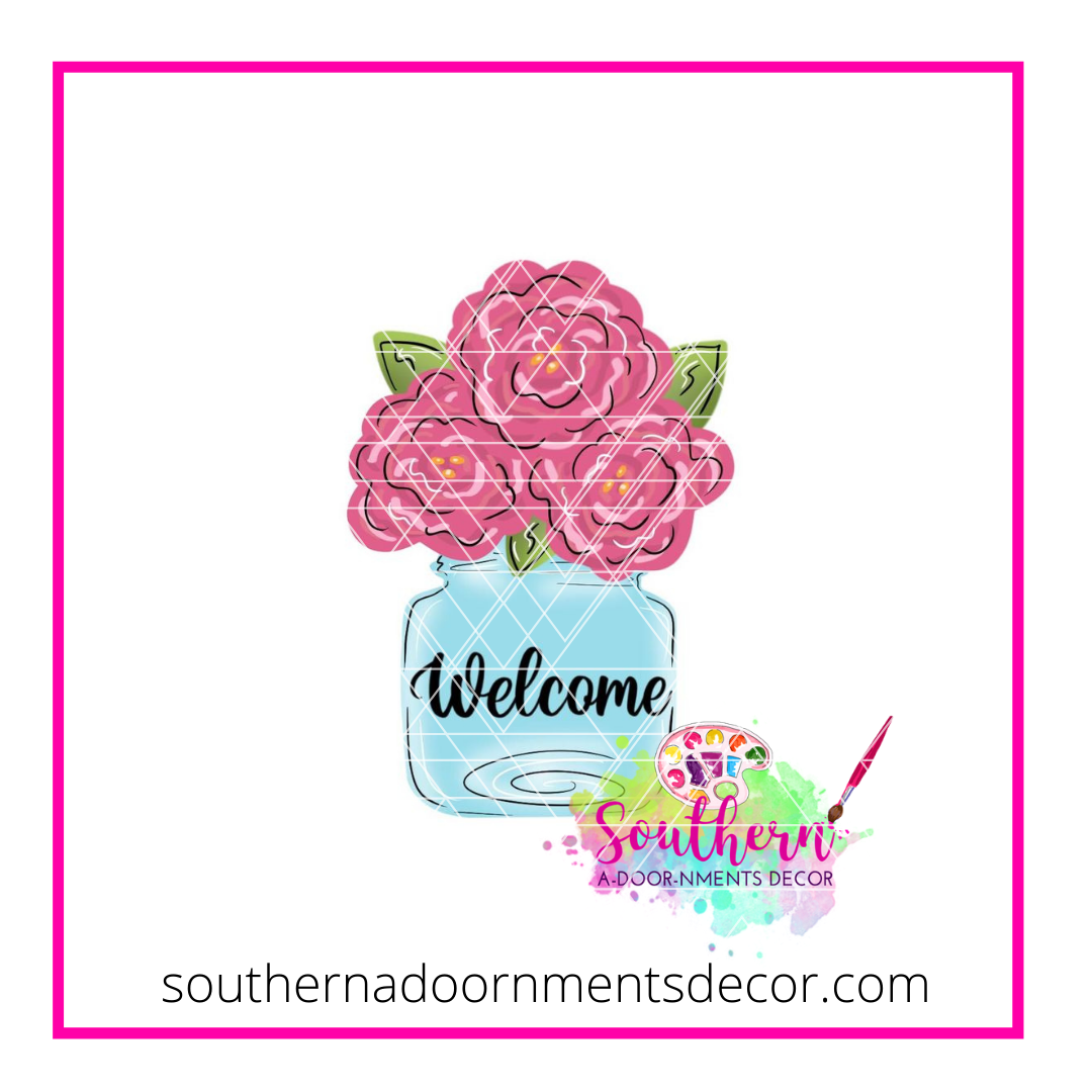 Mason Jar with Hydrangeas Blank